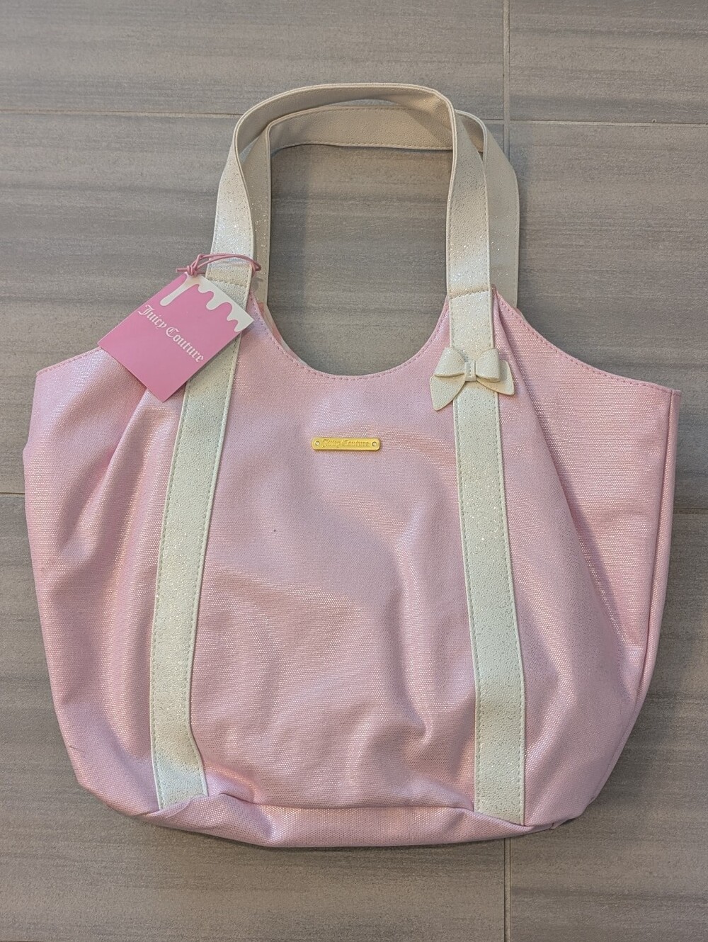 Juicy Couture Light Pink Tote with Cream Trim and Bow